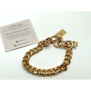 Etikka Chain Gold Plated Bracelet with Embellished Star Charms 8"